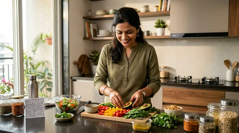 Woman preparing a healthy meal